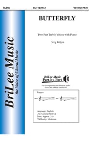 Butterfly Two-Part choral sheet music cover Thumbnail